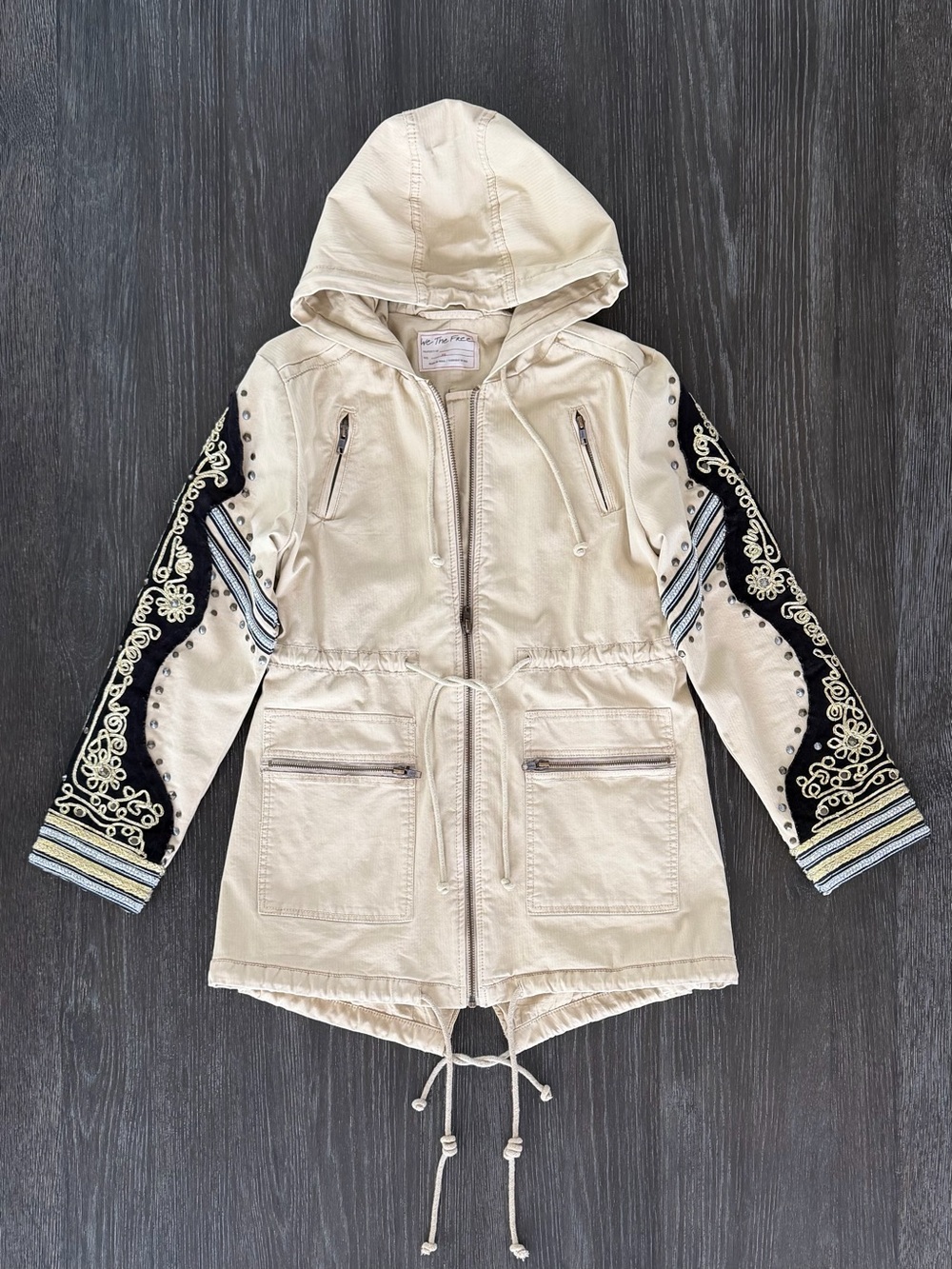 Free People Golden Quills Military Parka XS Tan